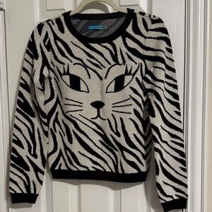 Alice + Olivia Zebra Pattern Sweater in Black and Cream